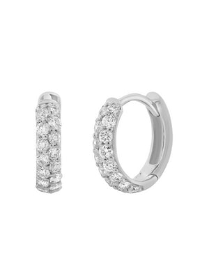 Pave Diamond Huggie Earrings 14K