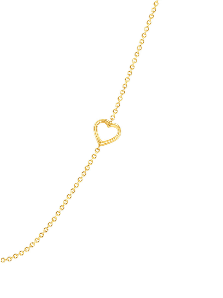 Dainty gold chain with simple gold heart charm 