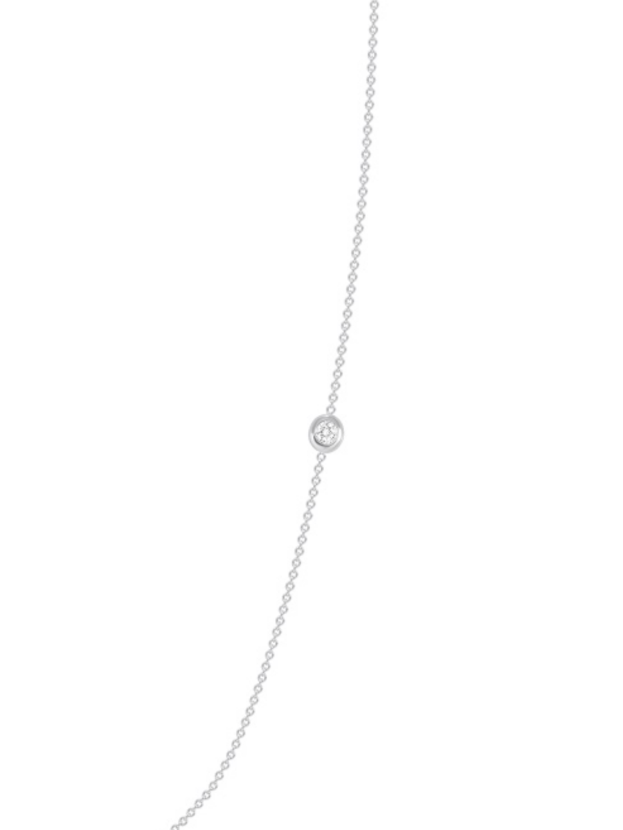 Small round diamond on white gold chain