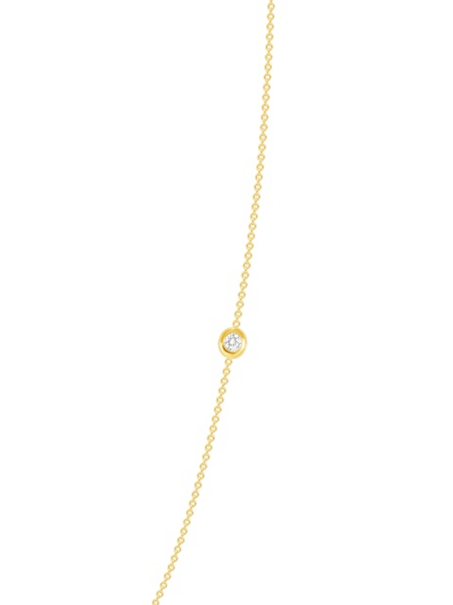 Small round diamond on gold chain