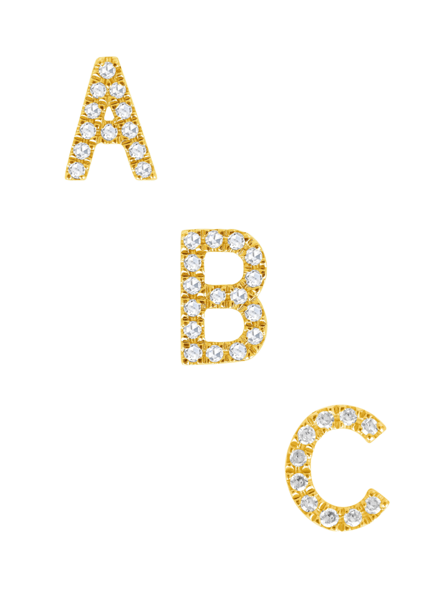 14K gold diamond initial charms