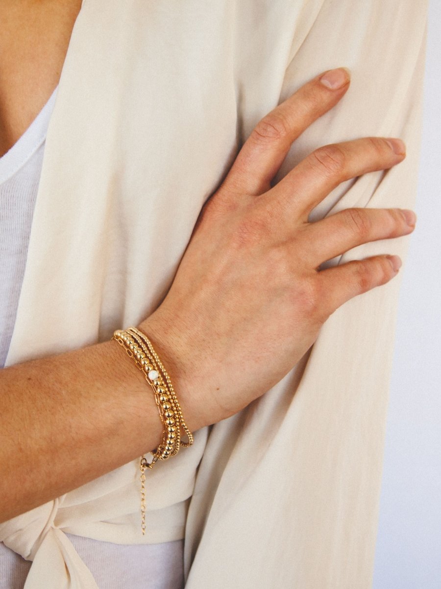 4.00 Carat Australian Opal Yellow Gold X-Design Link Bracelet -  petersuchyjewelers