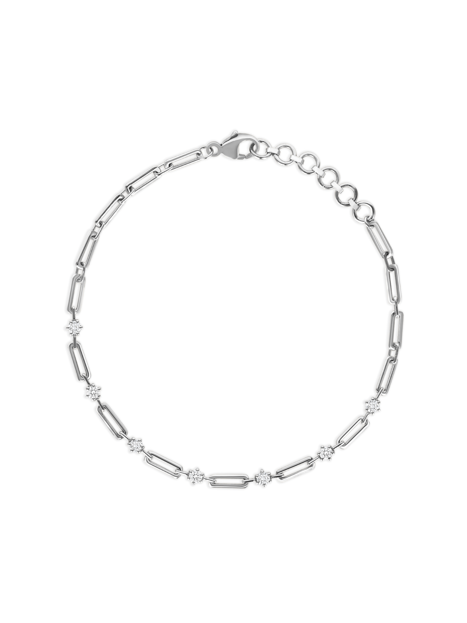 Ava Diamond and Paperclip Chain Bracelet 14K - LeMel