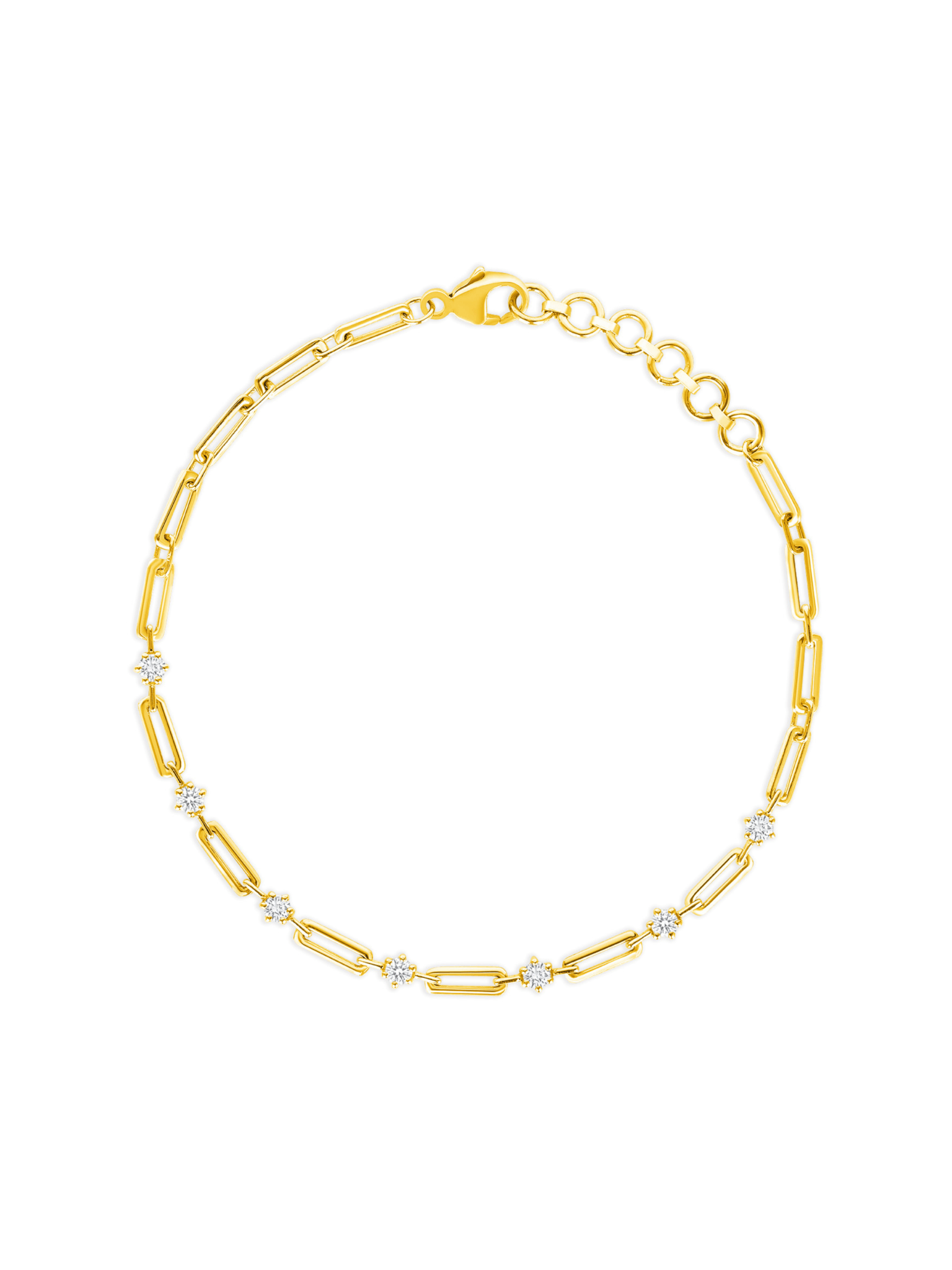 Ava Diamond and Paperclip Chain Bracelet 14K - LeMel