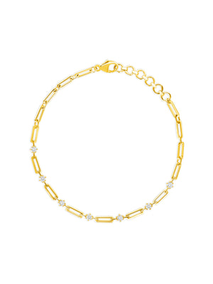 Ava Diamond and Paperclip Chain Bracelet 14K