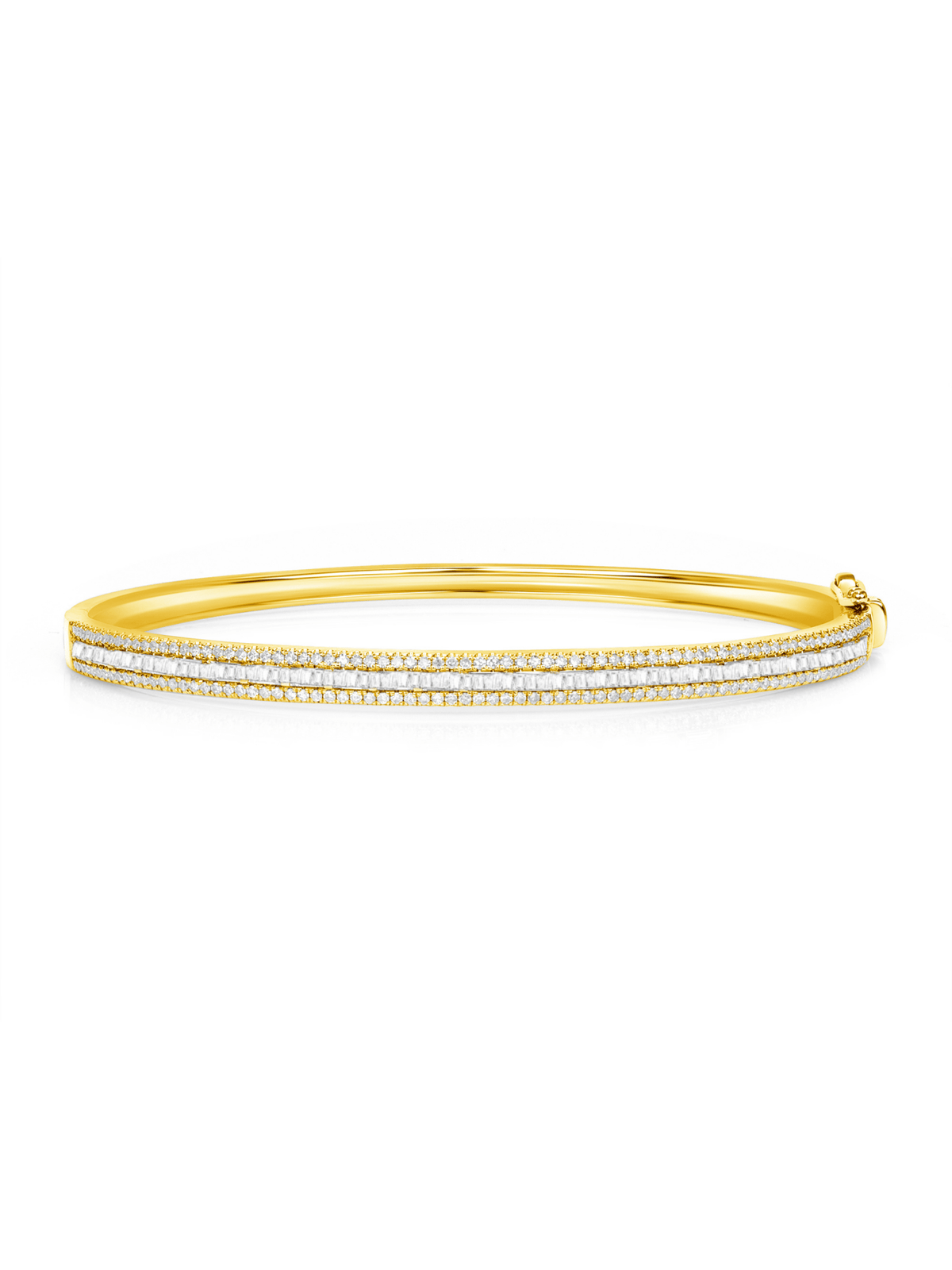 Bailey Baguette and Round Diamond Bangle 14K - LeMel