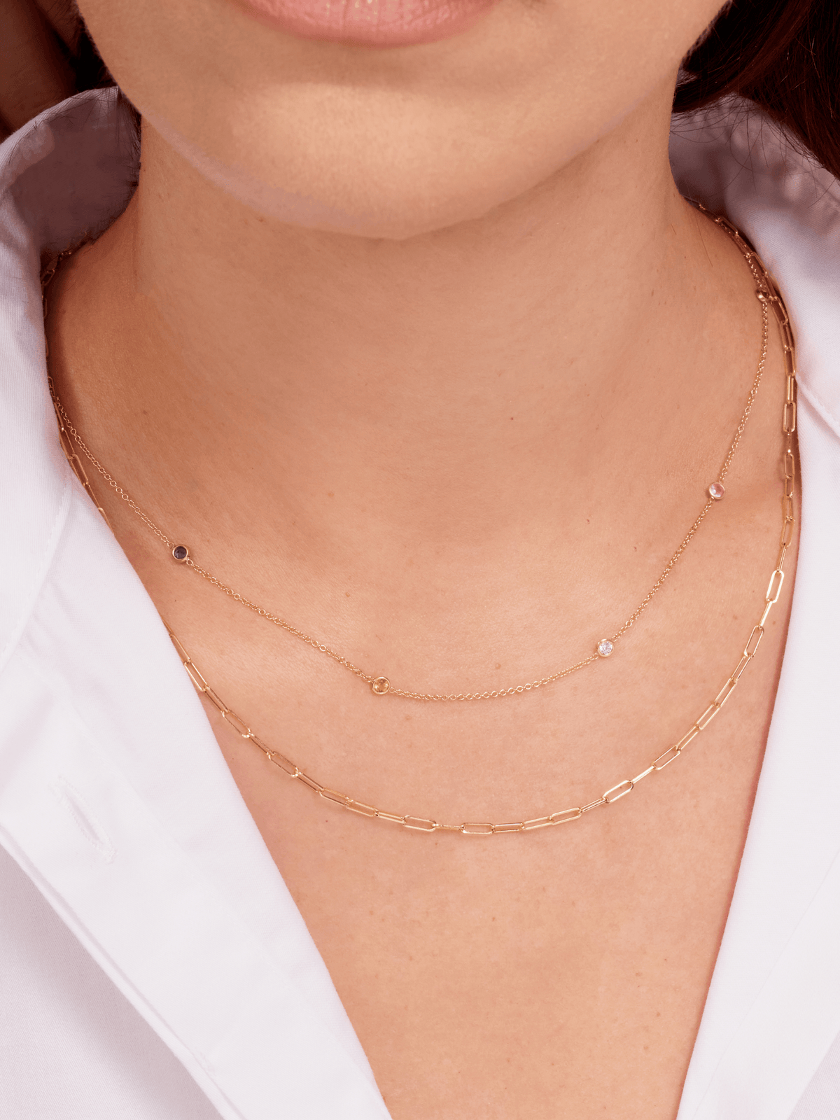 Birthstone Bezel Necklace 14K - Customized for you - LeMel