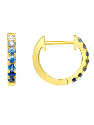 Blue Ombre Huggie Earrings 14K