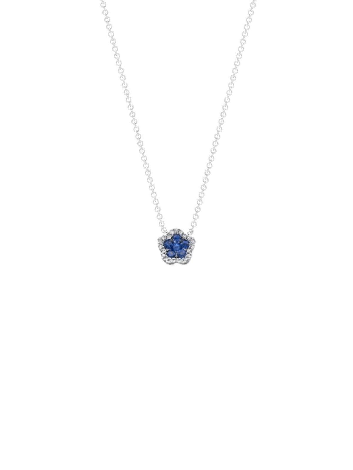Blue Sapphire Flower Necklace 14K - LeMel