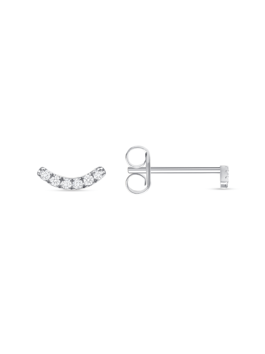 Arch earrings with diamonds white gold on white background