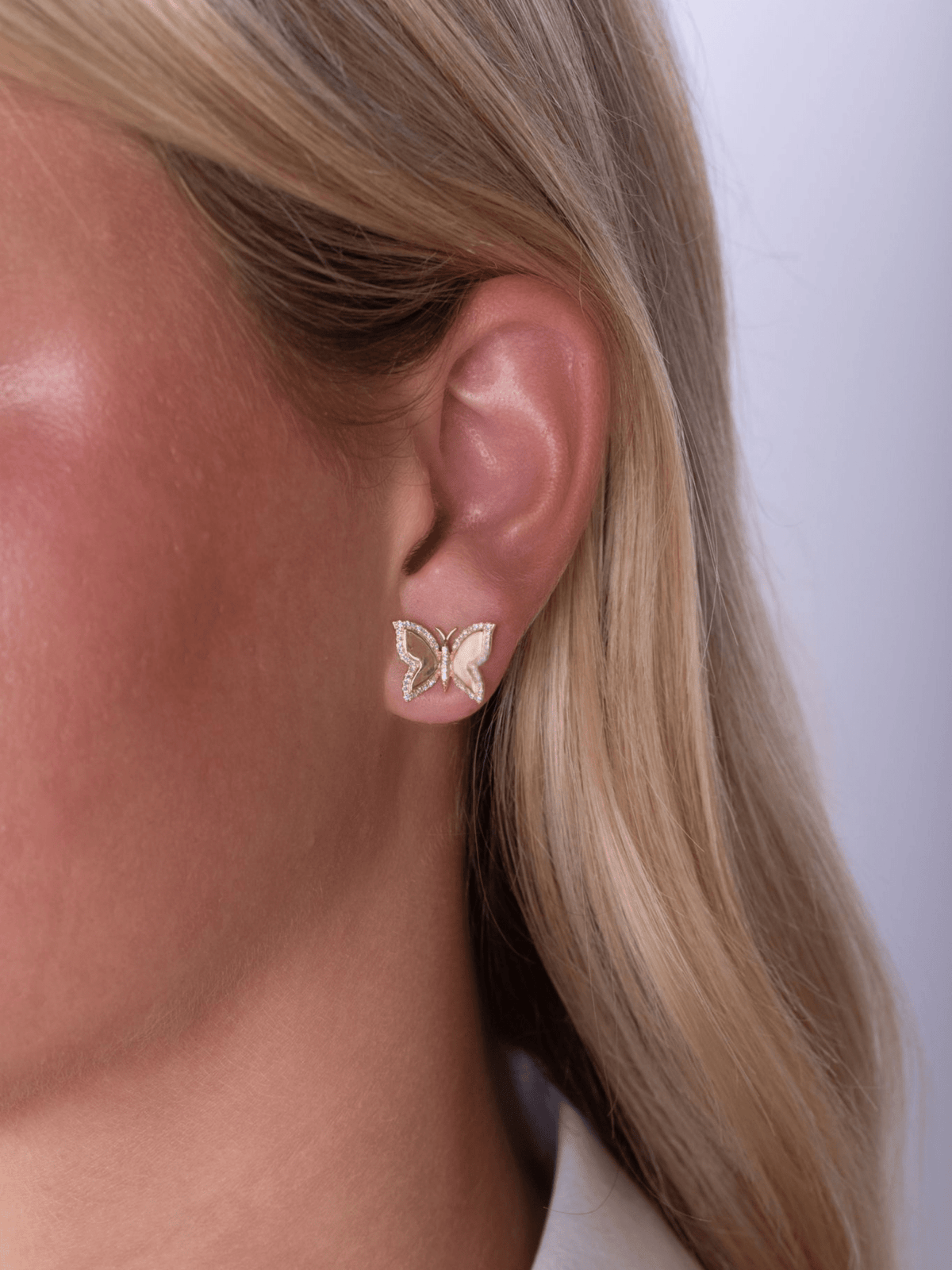 Brit Butterfly Stud Earrings 14K - LeMel