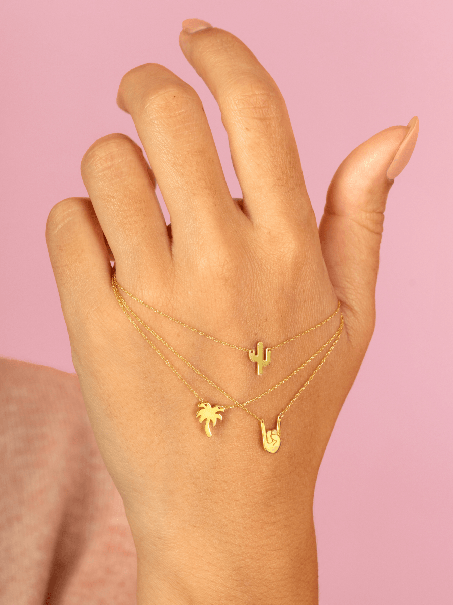 14k Necklace Tiny Cactus Necklace Sydney Evan 14k Small Potted