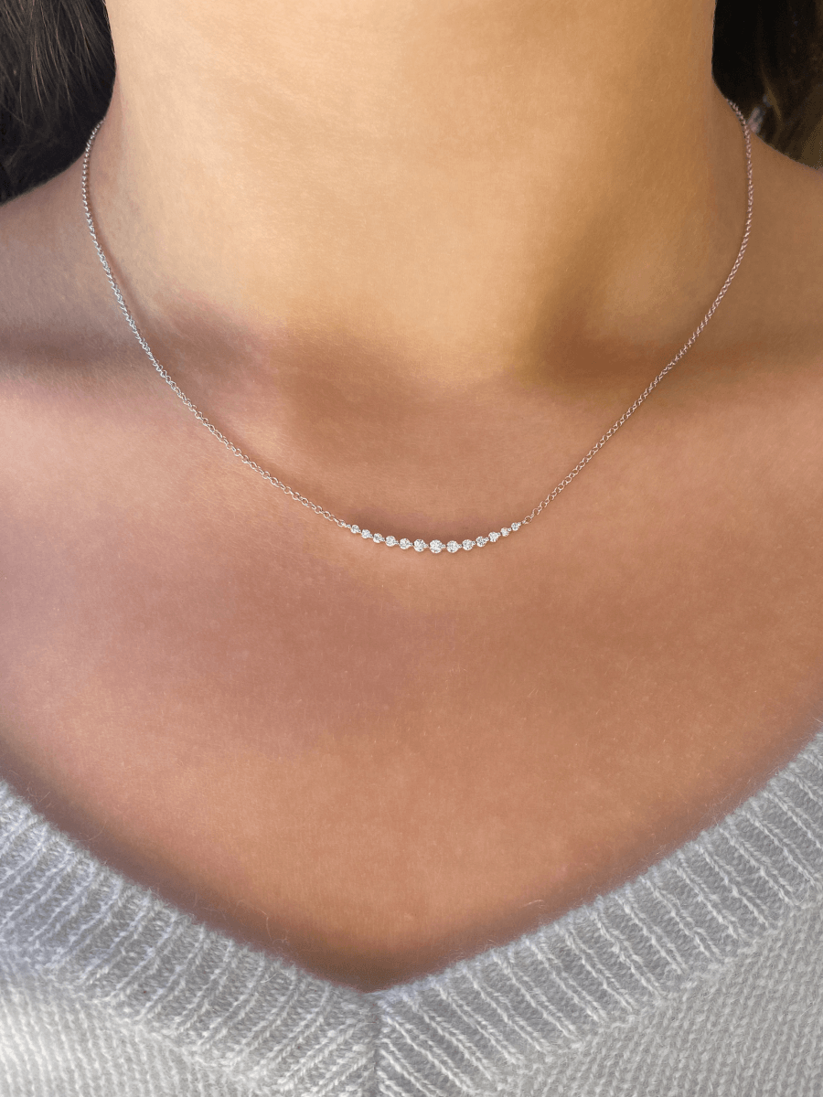 Diamond bar necklace white gold