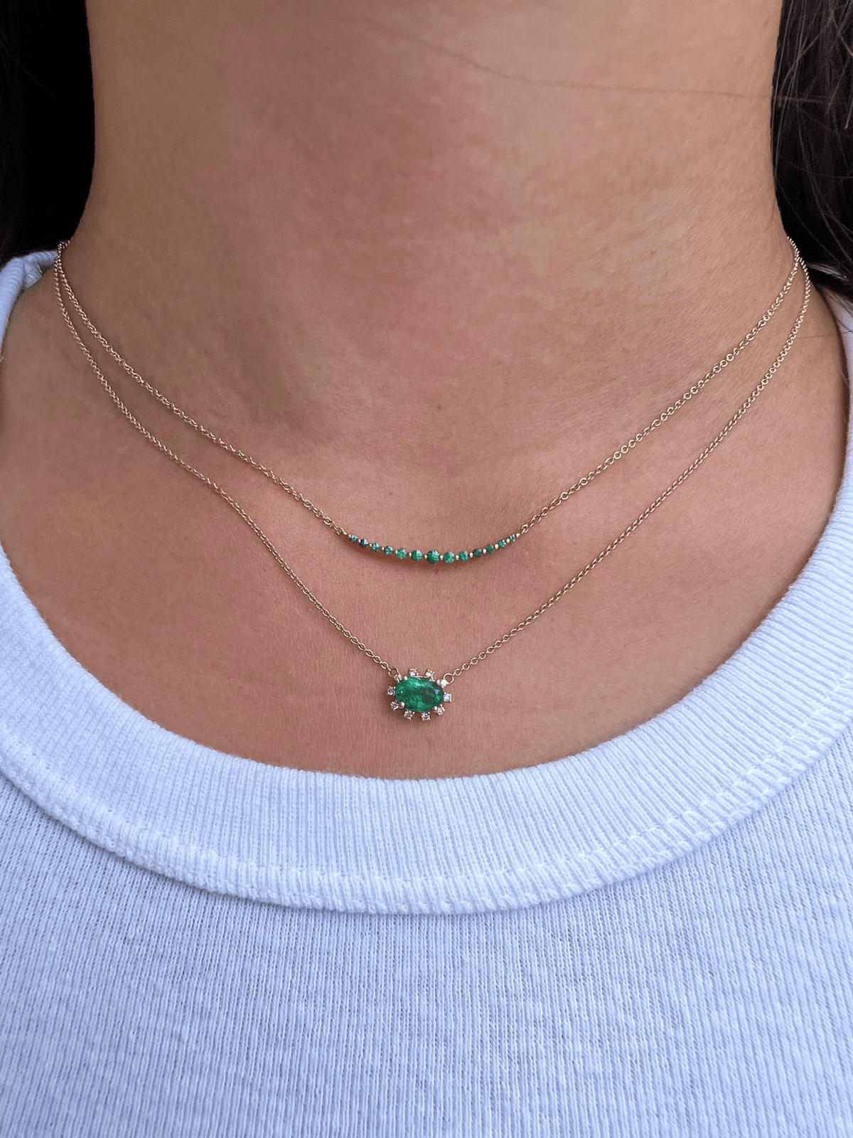 Chasing Emeralds Necklace 14K - LeMel