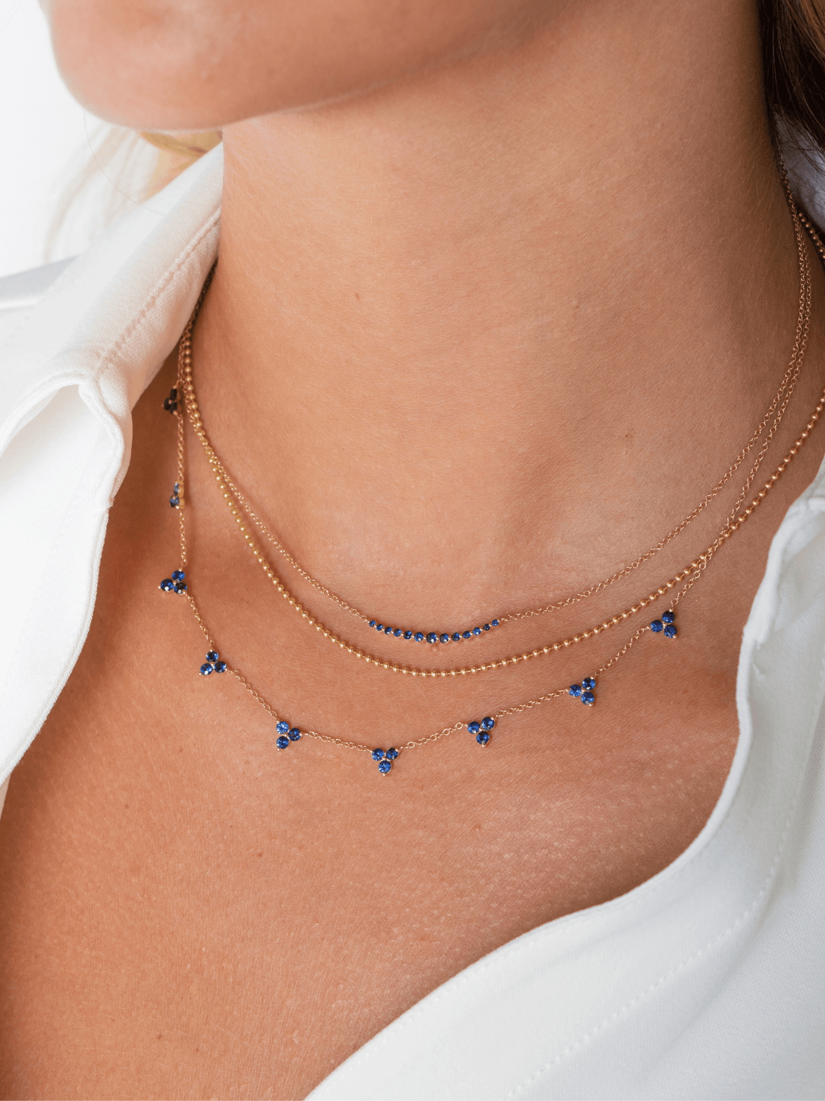 Chasing Sapphires Necklace 14K - LeMel