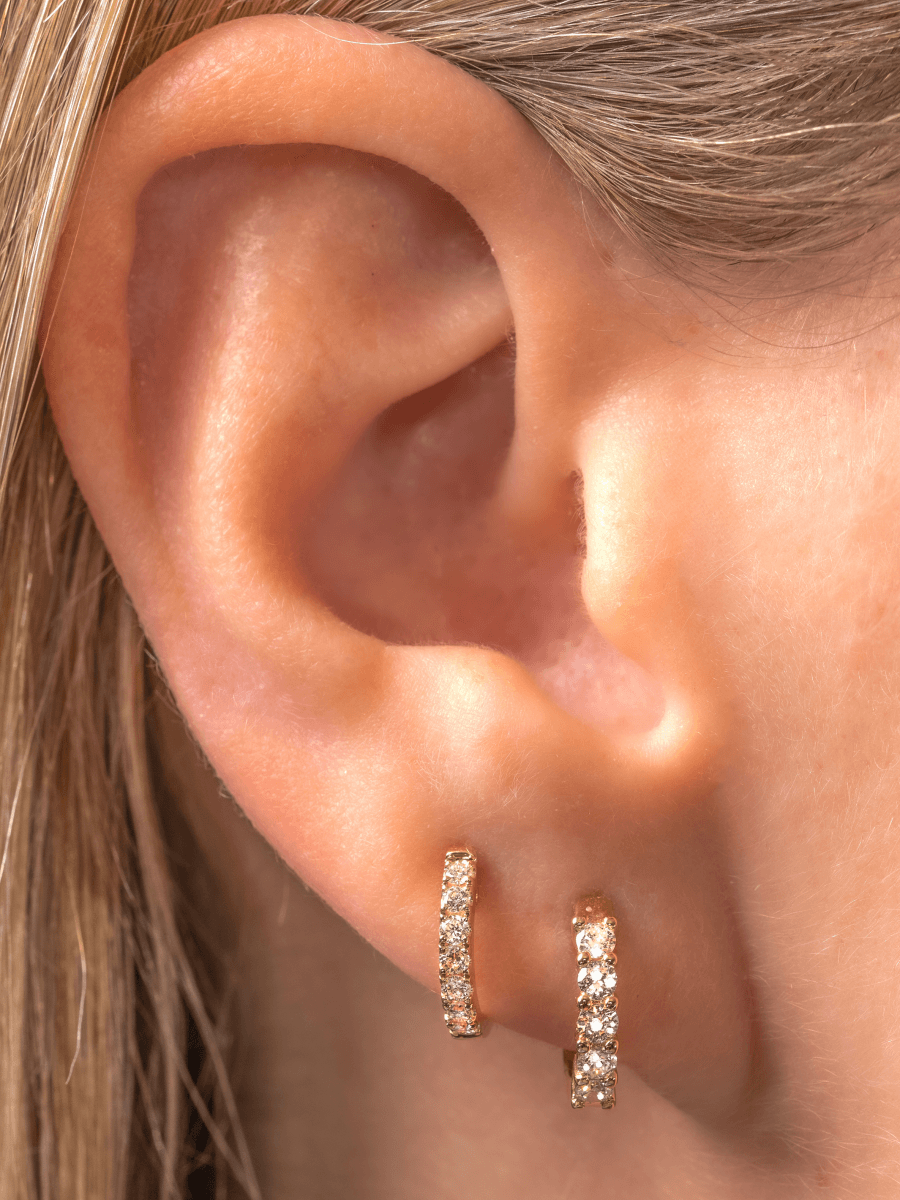 Rose gold diamond huggie 2025 earrings