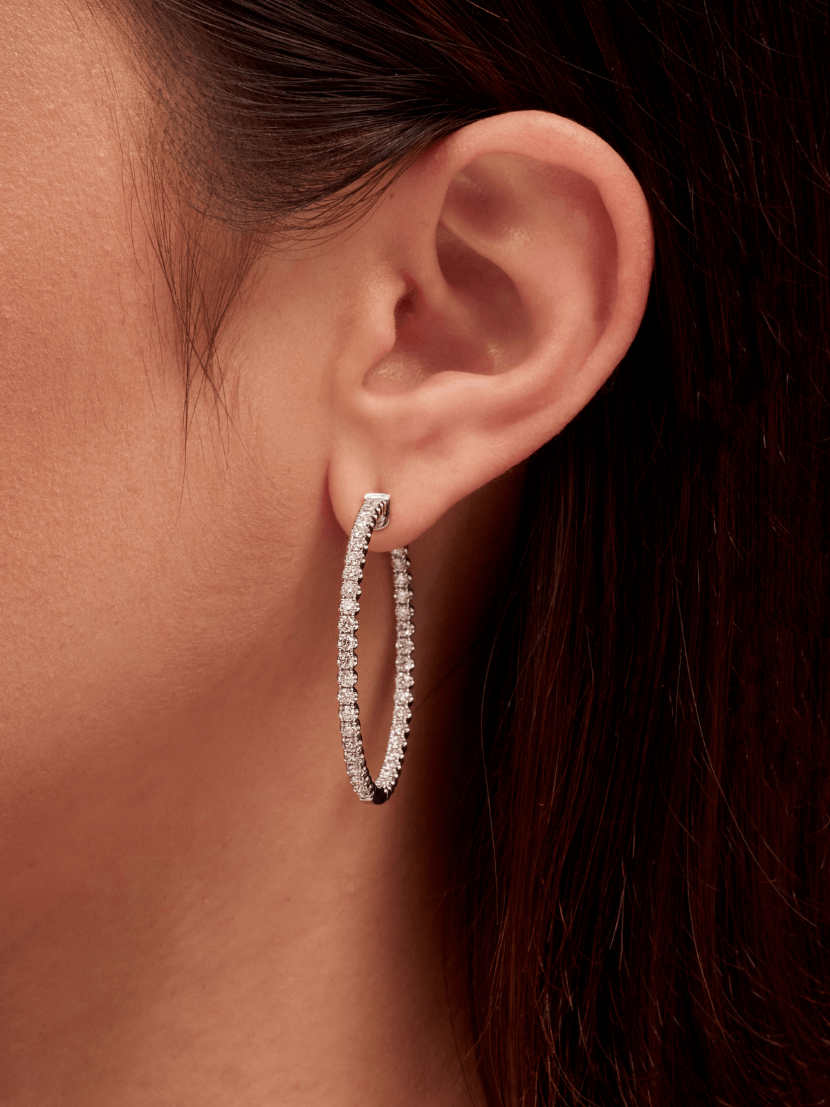 Chunky Inside Out Diamond Hoop Earrings 18K - LeMel