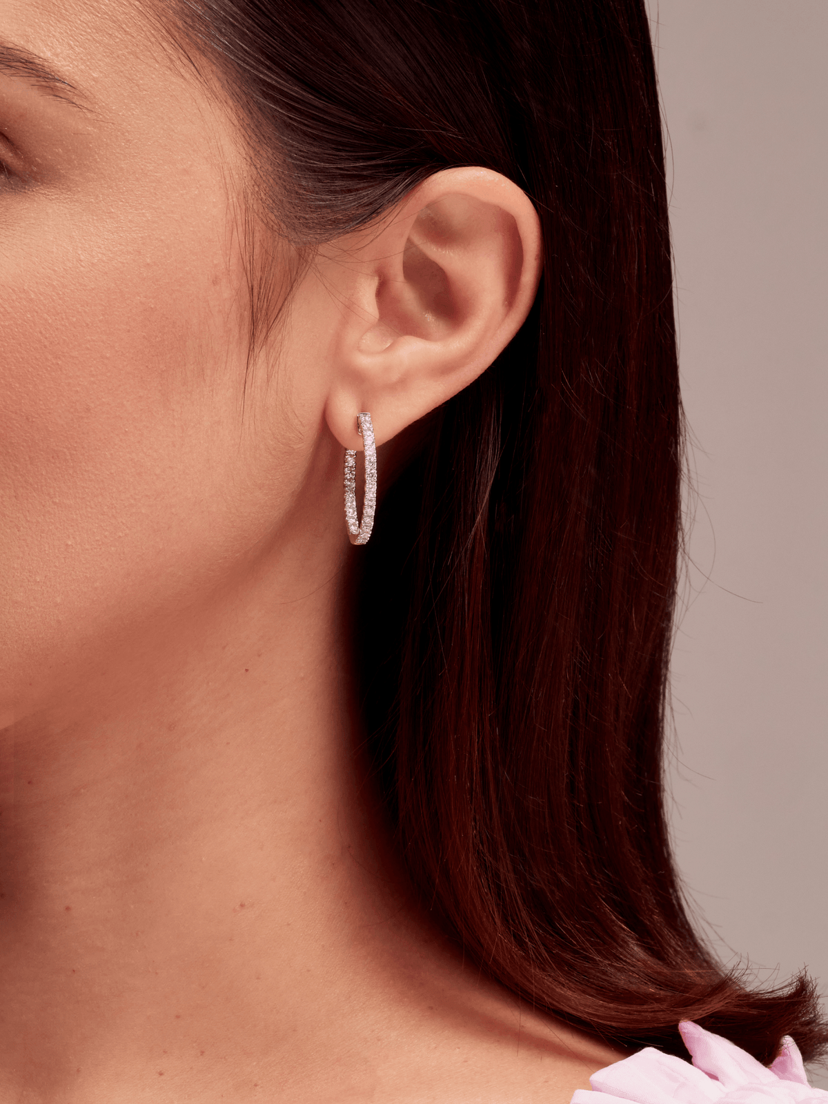 Chunky Inside Out Diamond Hoop Earrings 18K - LeMel