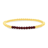 Garnet and gold fill beaded bracelet on white background