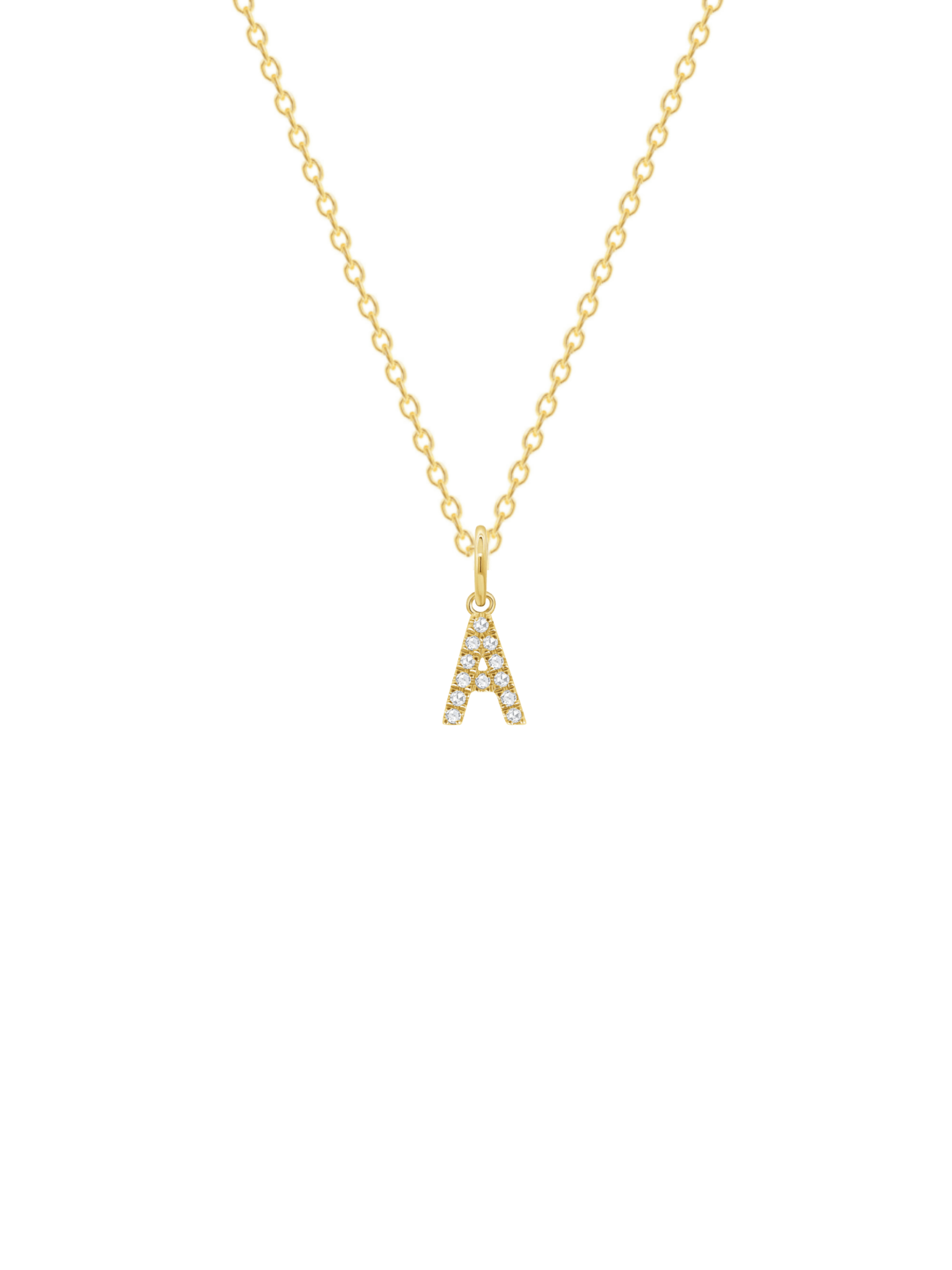 Classic Diamond Charm Initial Necklace 14K - LeMel