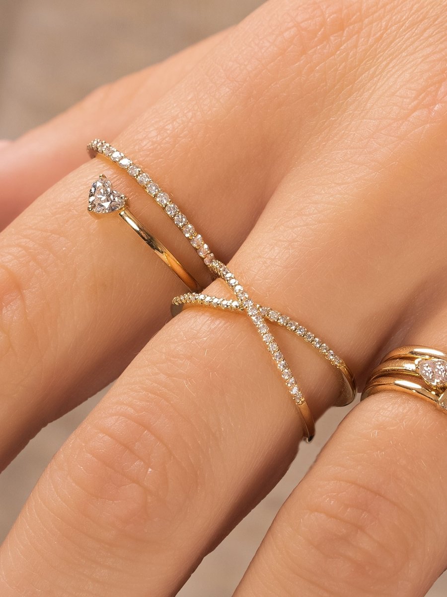 Multi Criss Cross Diamond Ring – Diamonds On The Key