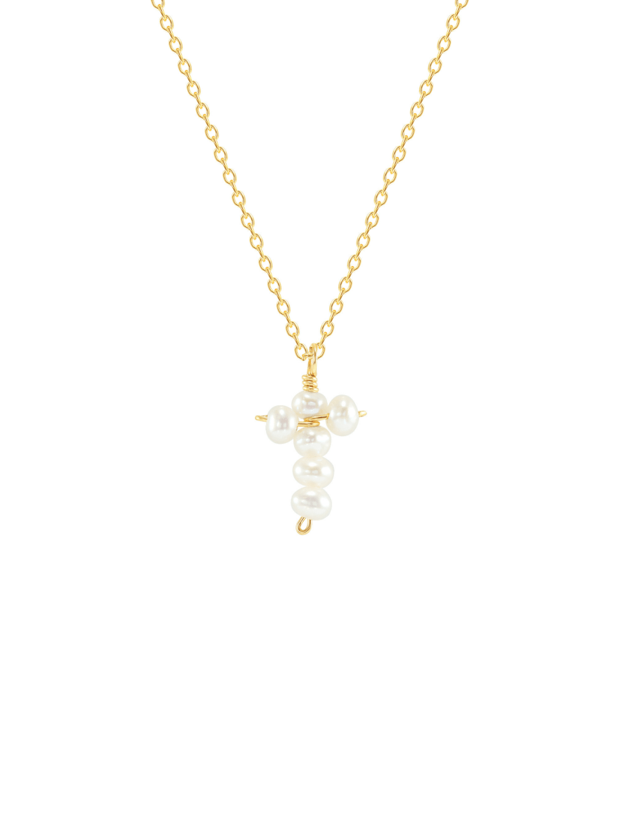 Cross Necklace in Pearl - LeMel