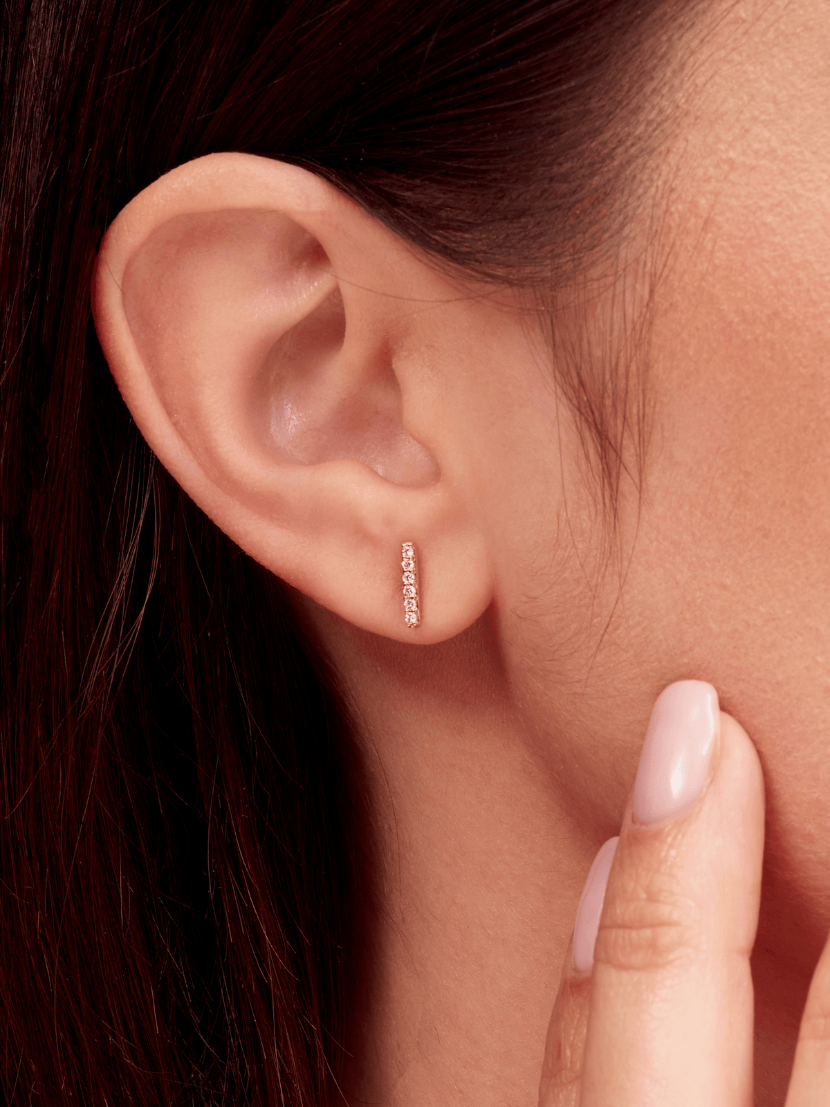 Diamond Bar Stud Earring 14K - LeMel