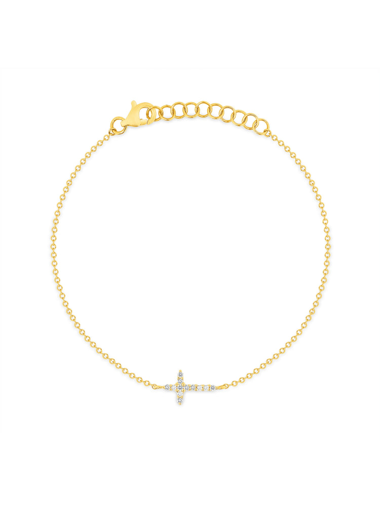 Diamond Cross Bracelet 14K