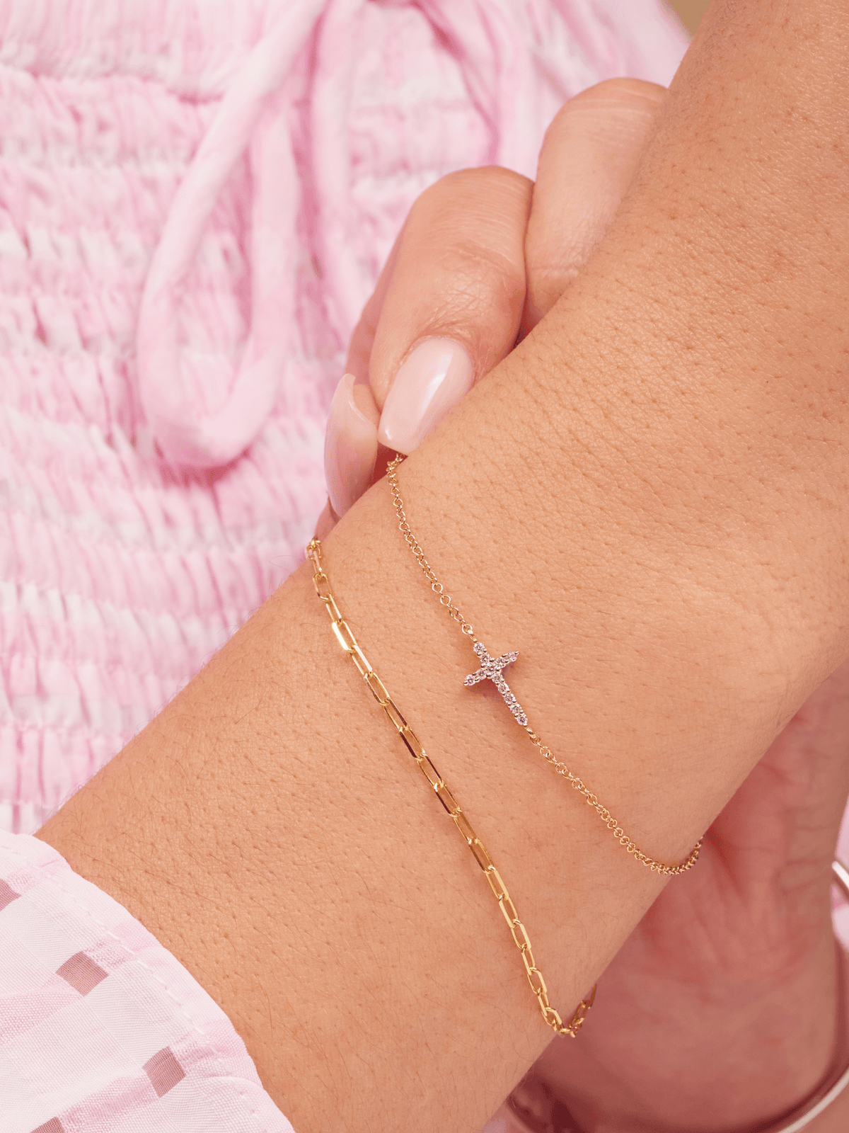 Diamond Cross Bracelet 14K - LeMel