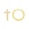 Diamond Cross Huggie Earrings 14K - LeMel