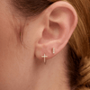 Diamond Cross Huggie Earrings 14K - LeMel