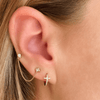Diamond Cross Huggie Earrings 14K - LeMel