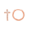 Diamond Cross Huggie Earrings 14K - LeMel