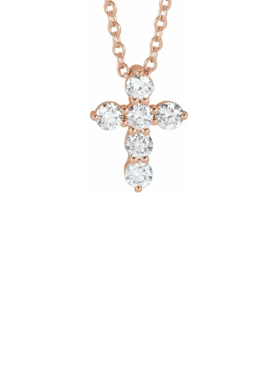 Rose gold 2025 diamond cross necklace