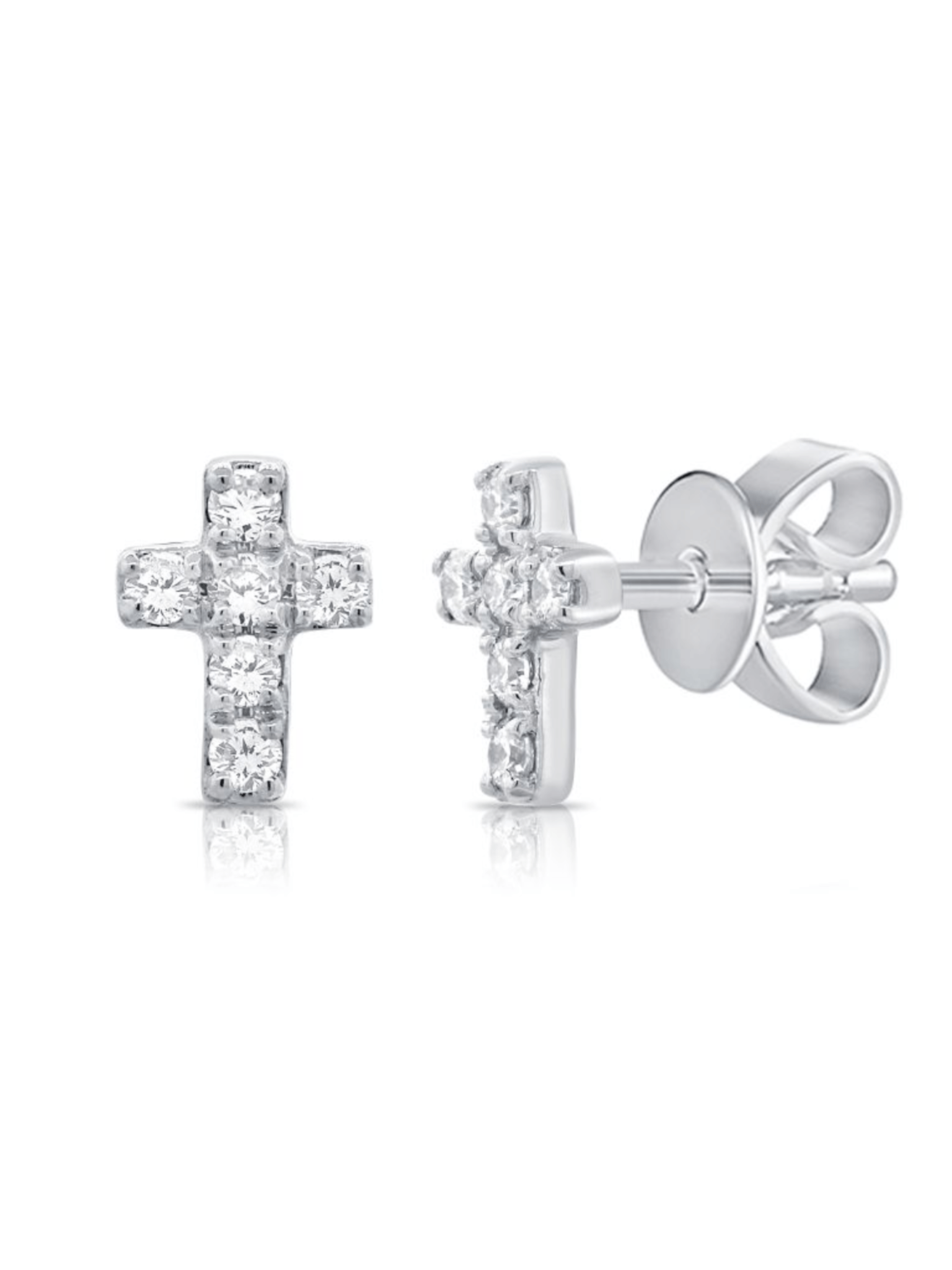 Diamond Cross Stud Earring 14K - LeMel