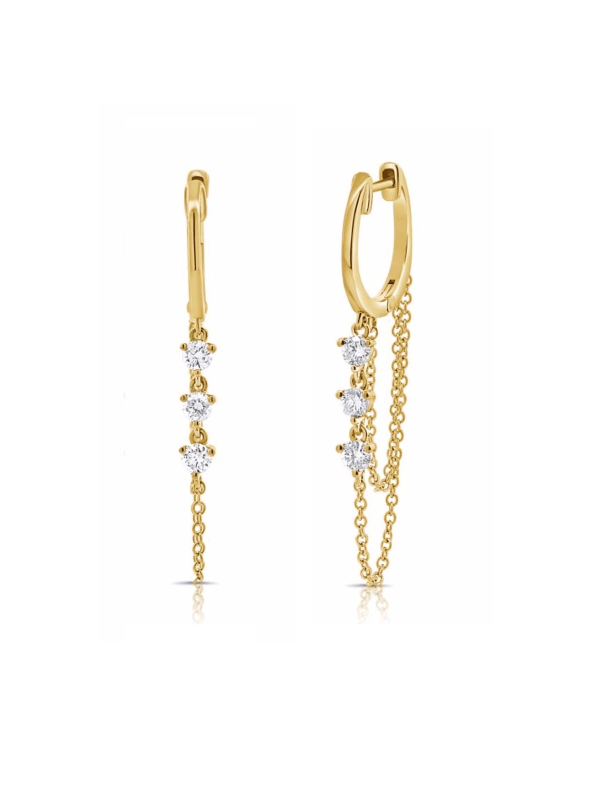 Diamond Dangle Chain Earrings 14K - LeMel