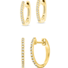 Diamond Huggie Earring Set 14K - LeMel