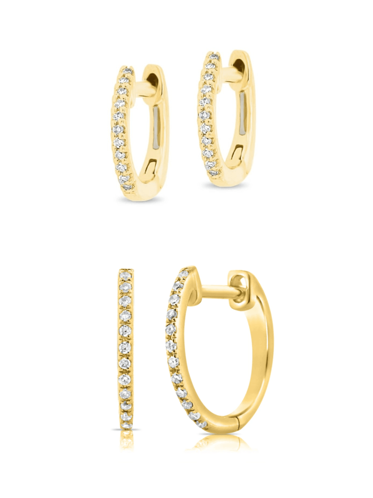 Diamond Huggie Earring Set 14K - LeMel