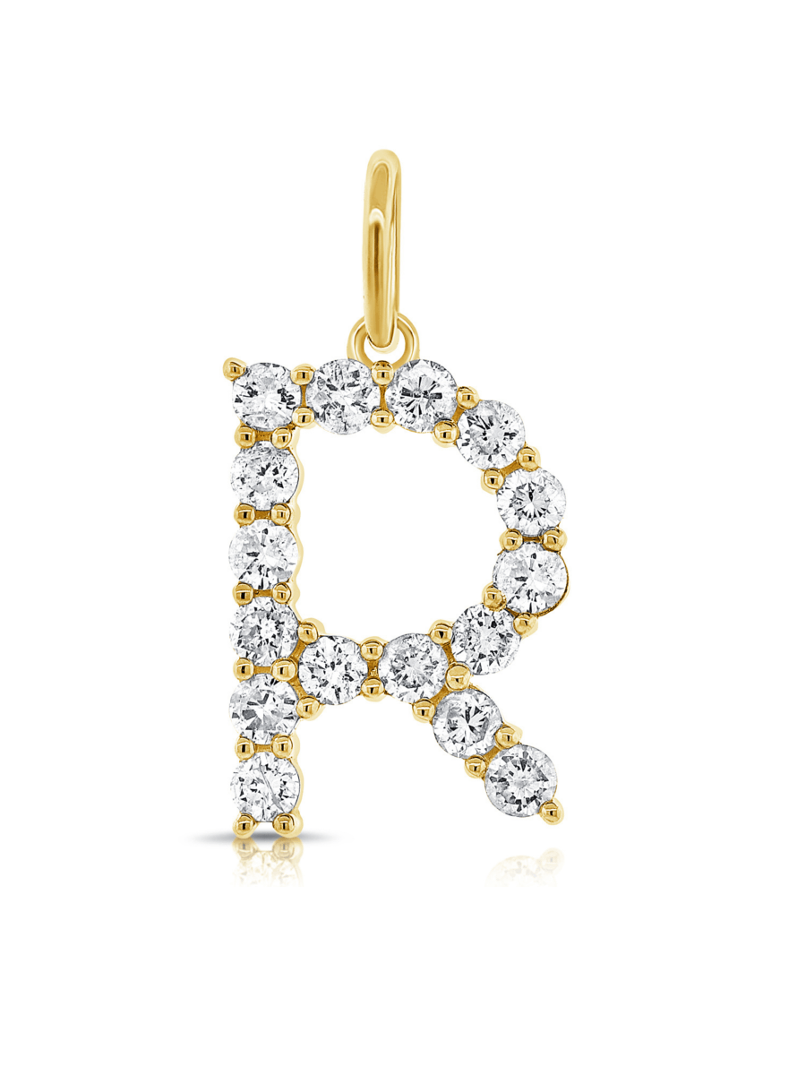 Diamond Letters 14K Gold / R
