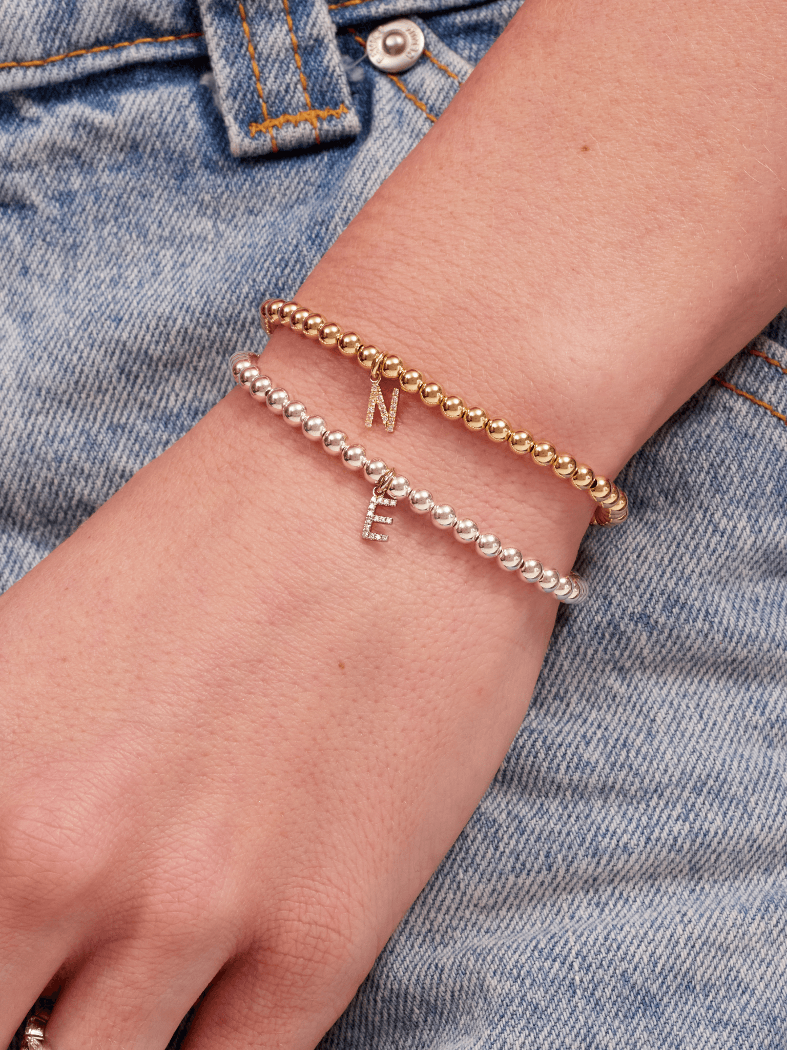 Diamond initial charm bracelet Clearance