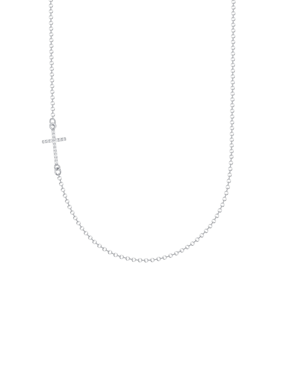 Diamond Sideways Cross Necklace 14K - LeMel