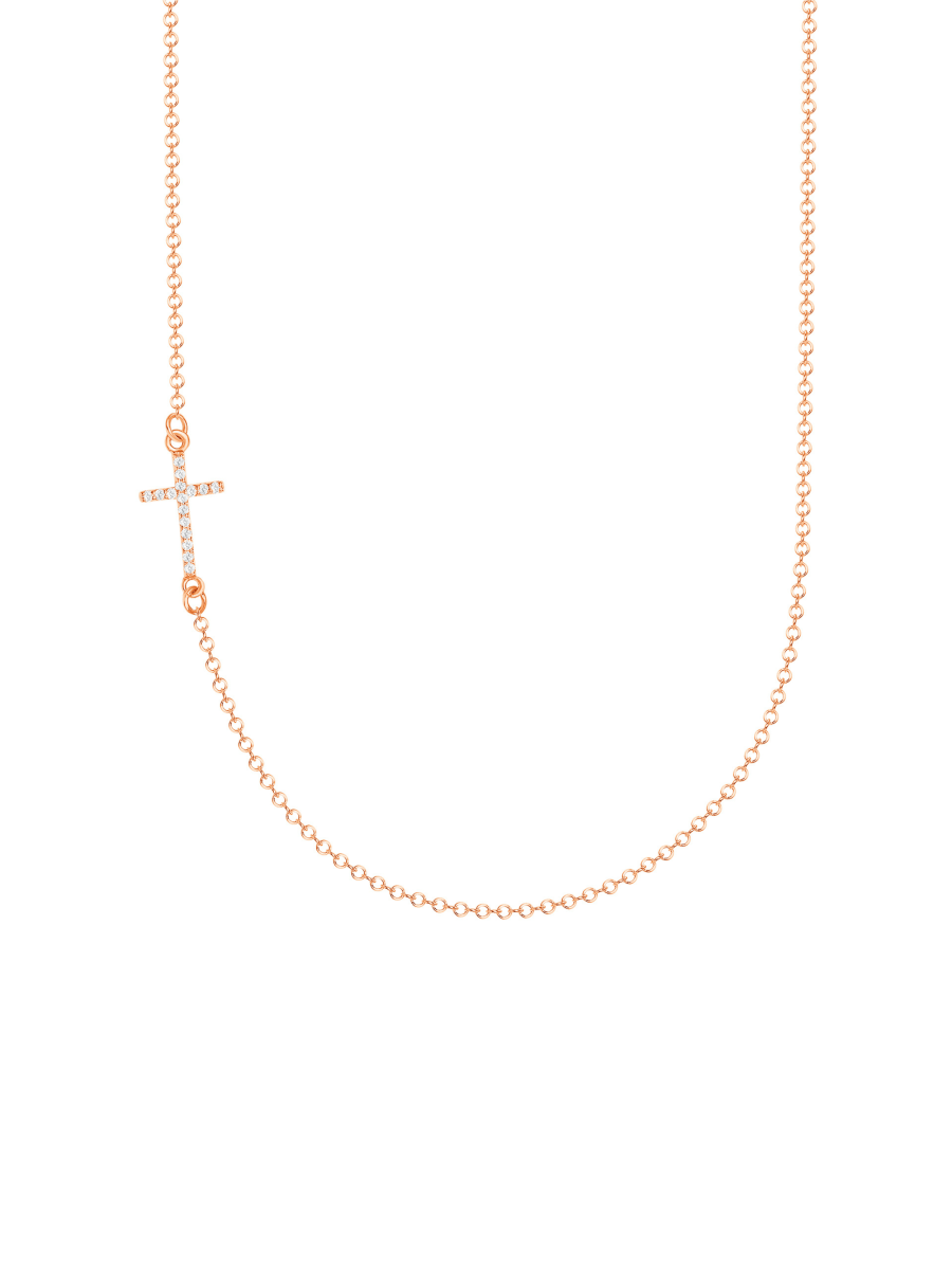 Diamond Sideways Cross Necklace 14K - LeMel