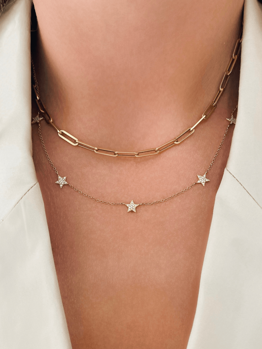 Diamond Star Layering Necklace 14K - LeMel