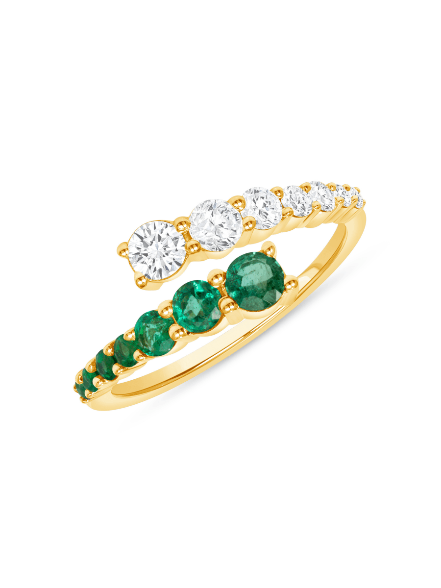 Emerald and Diamond Wrap Ring 14K - LeMel