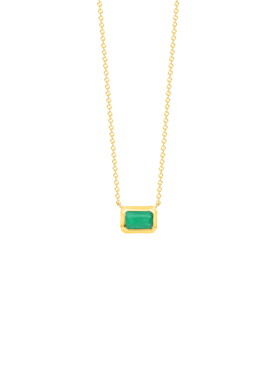 Emerald Baguette Necklace 14K - LeMel