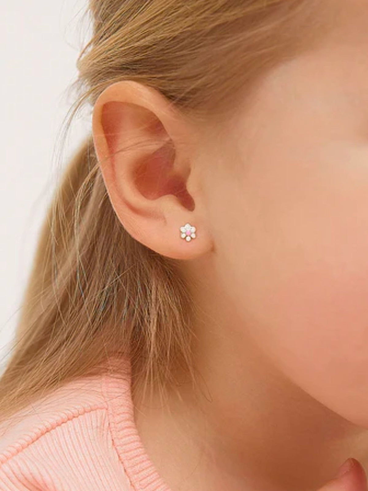 Enamel Kids Flower Earrings 14K - LeMel