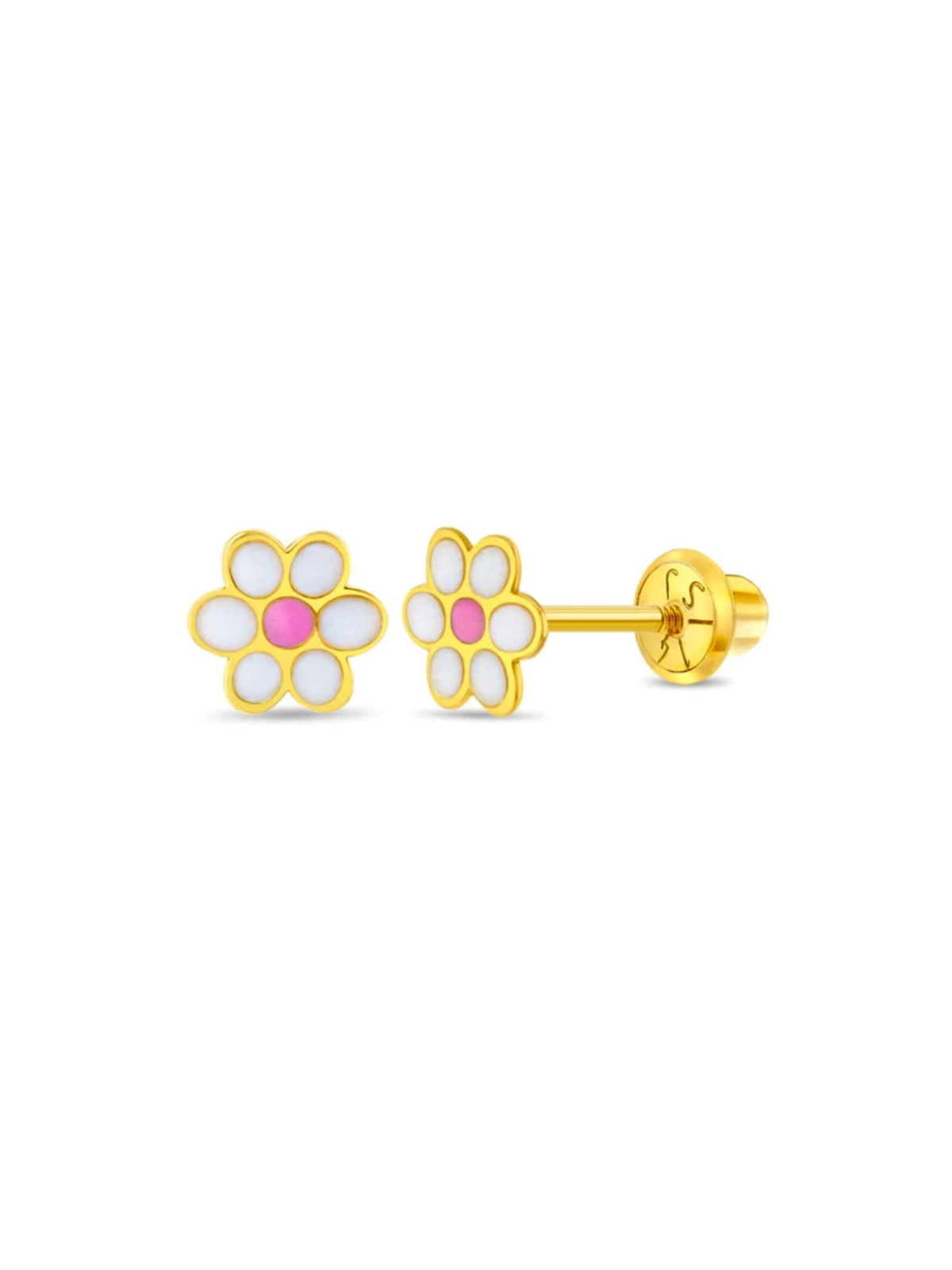 Enamel Kids Flower Earrings 14K - LeMel