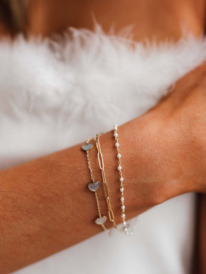 Endless Heart Pearl Bracelet 14K