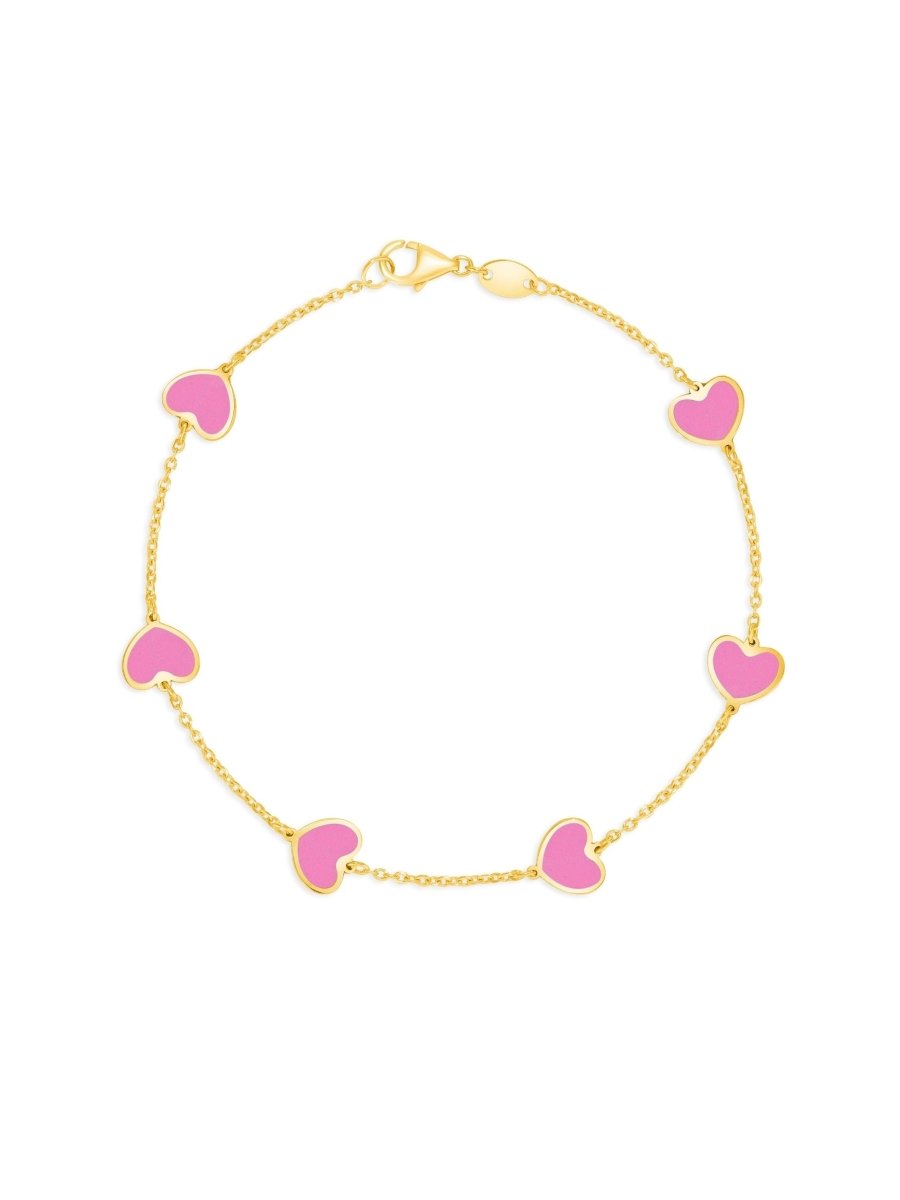 Endless Heart Pink Bracelet 14K - LeMel