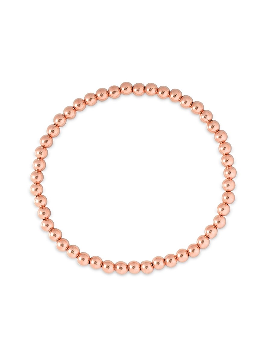 Rose gold bead stretch bracelet 4mm on white background